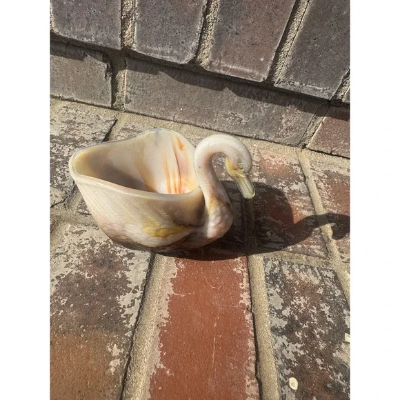 Vintage L.E. Smith Glass Caramel Slag Glass Swan Shaped Open Dish - Picture 3 of 5